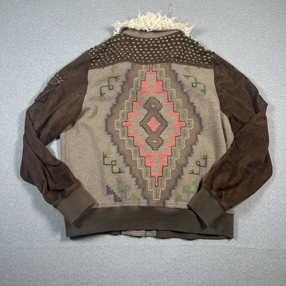 Double D Ranch Wear Jacket Womens 1X Brown Suede Southwestern Aztec Fringe - Picture 7 of 11